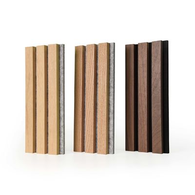 2400mm Natural Oak Acoustic Slat Wood Wall Panels dengan Backing Black Grey Felt