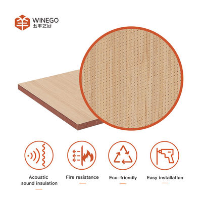 Panel Akustik Dekoratif Kayu Super Micro Perforated Veneer HPL Melamin Finish